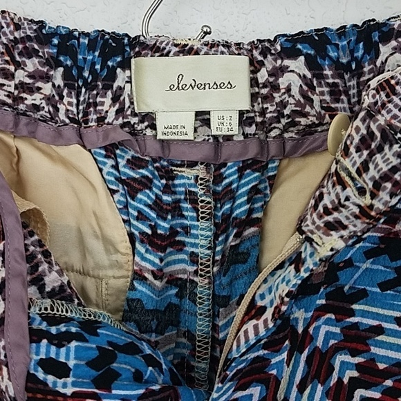 anthro Elevenses geometric pants sz 2 rayon blend - Picture 3 of 7